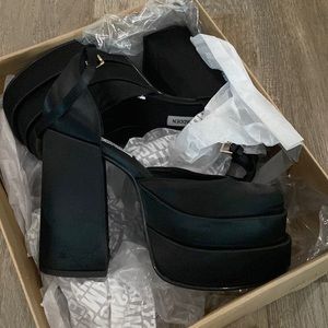 Charlize Black Satin 6.5 platforms